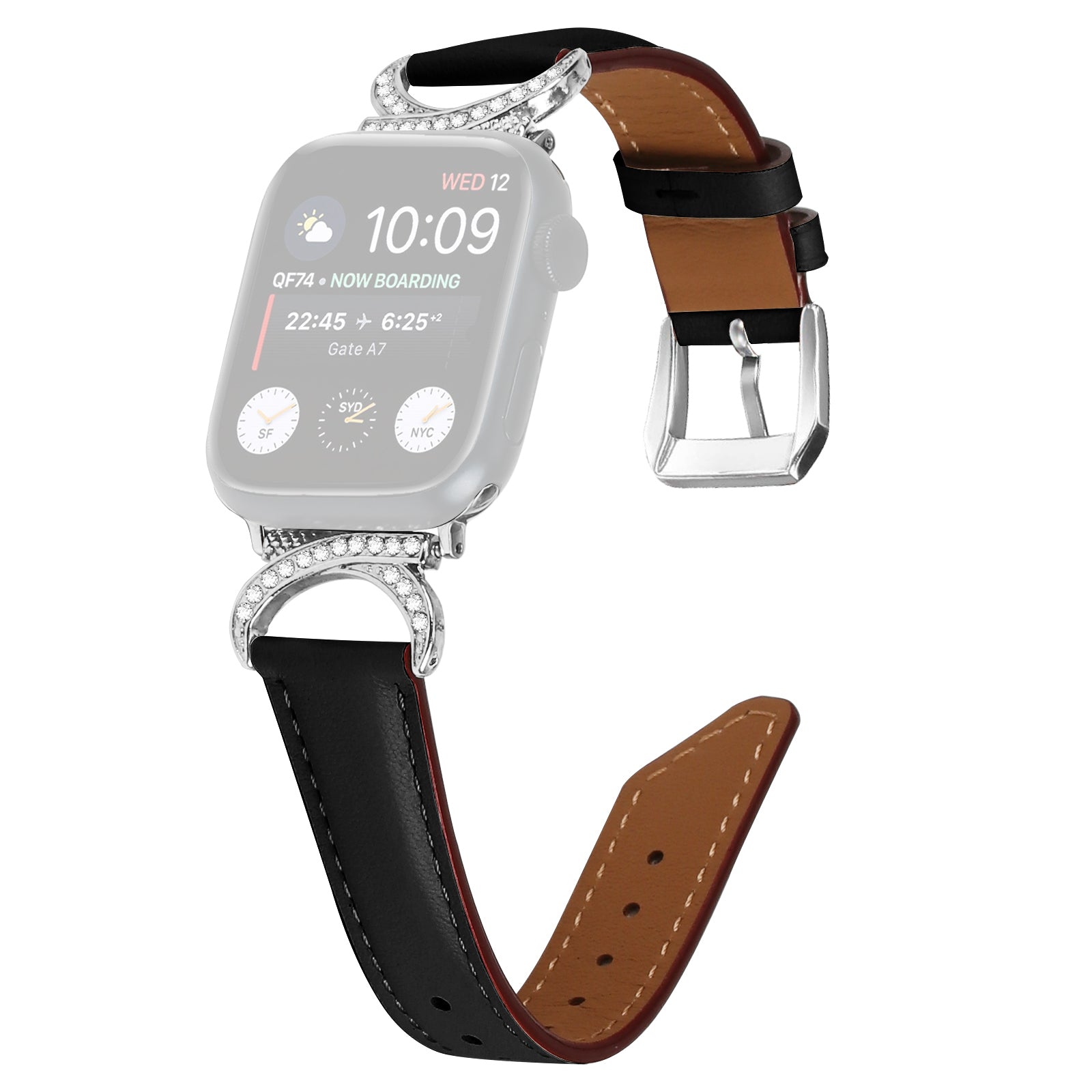 Genuine Cowhide Leather Watch Band for Apple Watch Series 9 8 7 41mm 6 5 4 SE (2022) SE (2023) SE 40mm 3 2 1 38mm Rhinestone Decor Strap Bracelet Strap with Silver Buckle Genuine Cowhide Leather Watch Band for Apple Watch Series 9 8 7 41mm 6 5 4 SE (2022) SE (2023) SE 40mm 3 2 1 38mm Rhinestone Decor Strap Bracelet Strap with Silver Buckle